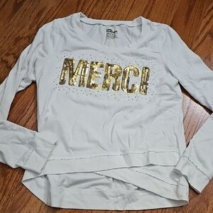 Epic Threads Cream and Gold Merci Long Sleeve Shirt